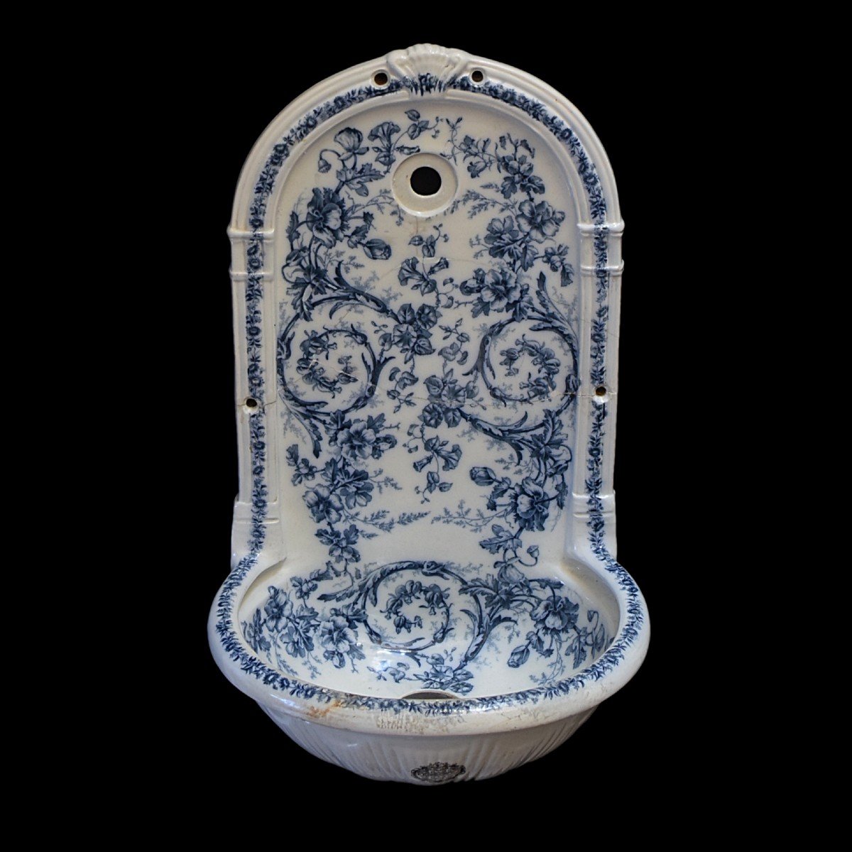 Hand Basin, Washbasin, Wall Fountain In English Porcelain, Late 19th Century-photo-2