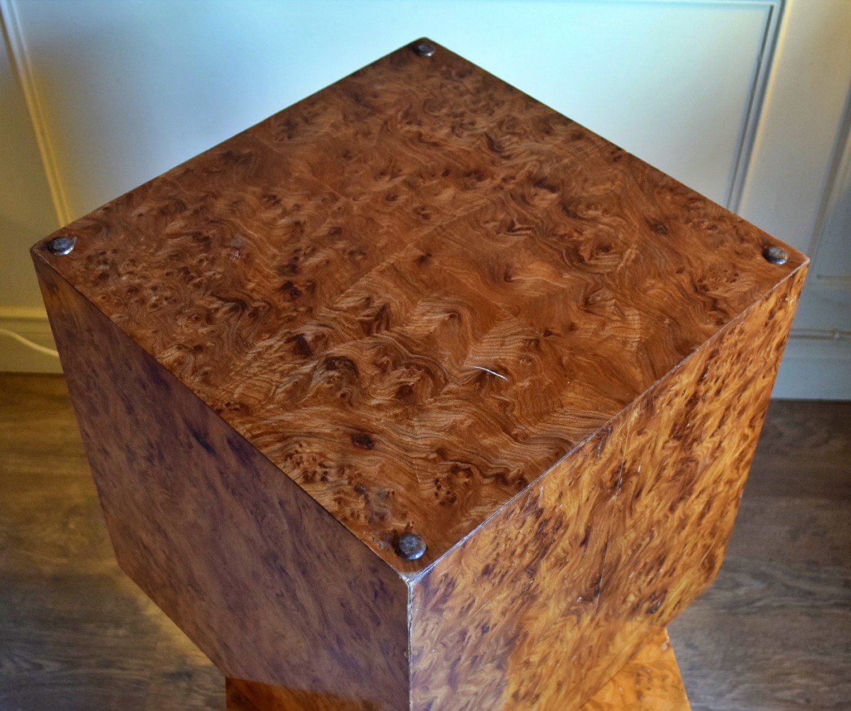 Pair Of Cubic Elm Burl End Tables Circa 1970 Side Tables Bedside Tables-photo-4