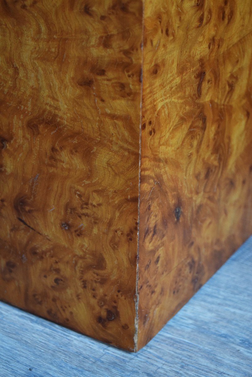 Pair Of Cubic Elm Burl End Tables Circa 1970 Side Tables Bedside Tables-photo-2