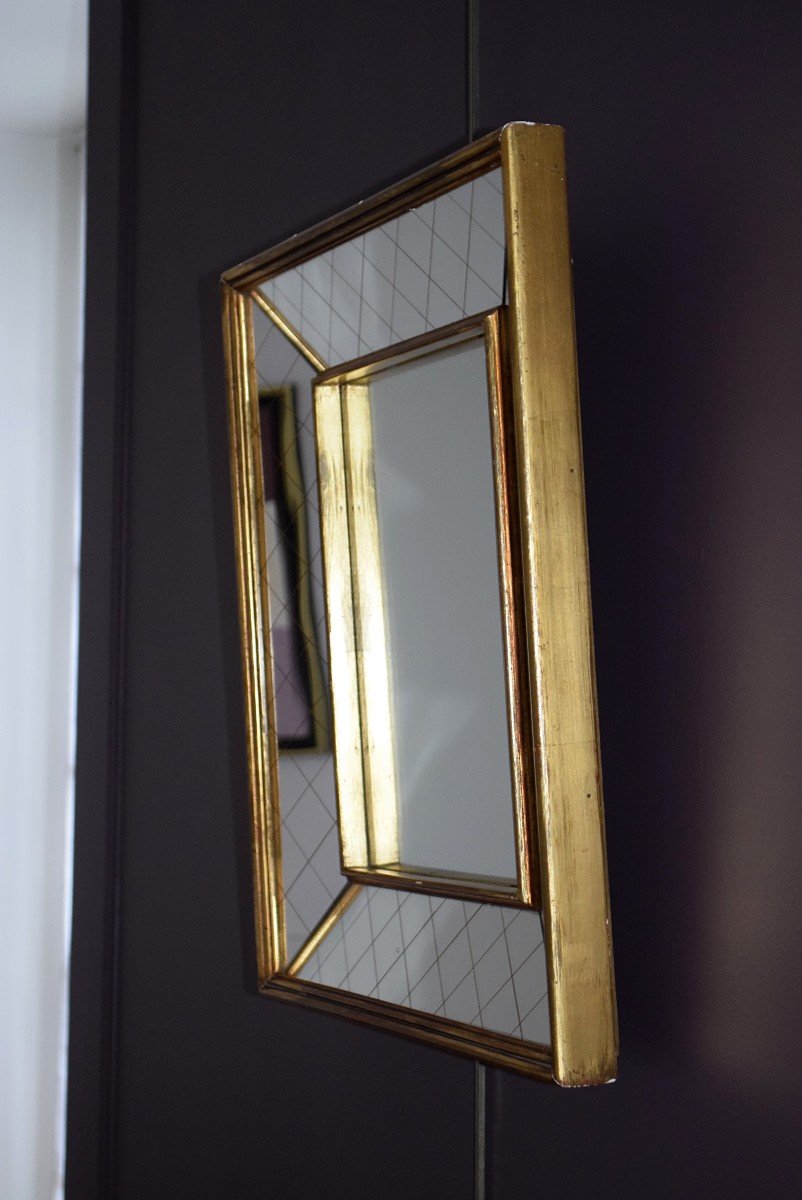 Gilded Wooden Mirror Circa 1950-photo-3