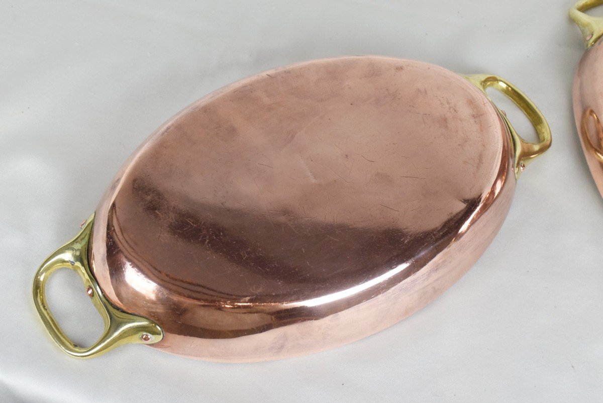 Maison Gaillard Two Copper Dishes Silver Plated Interior -photo-8