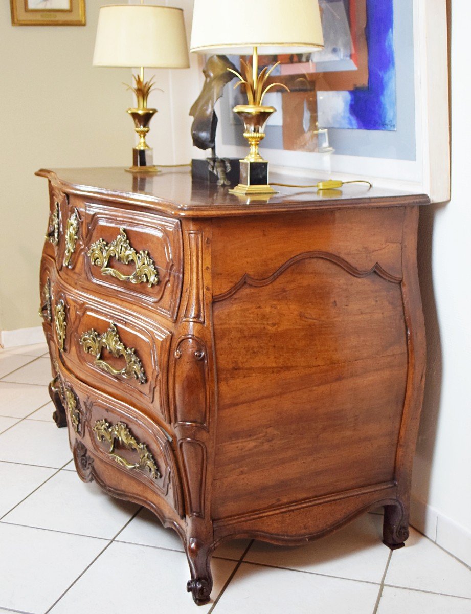 Commode tombeau en noyer d'époque Louis XV -photo-2