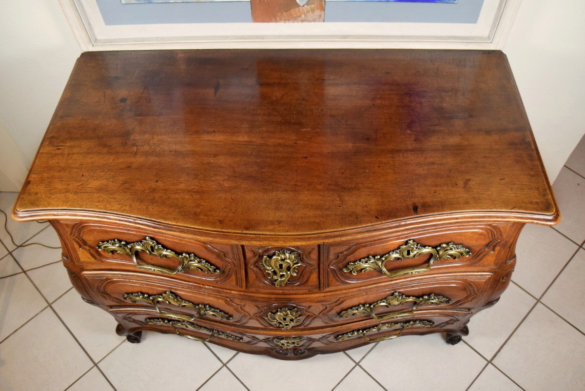 Commode tombeau en noyer d'époque Louis XV -photo-1