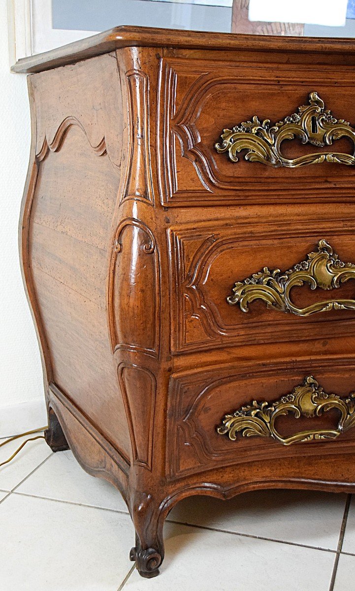 Commode tombeau en noyer d'époque Louis XV -photo-2