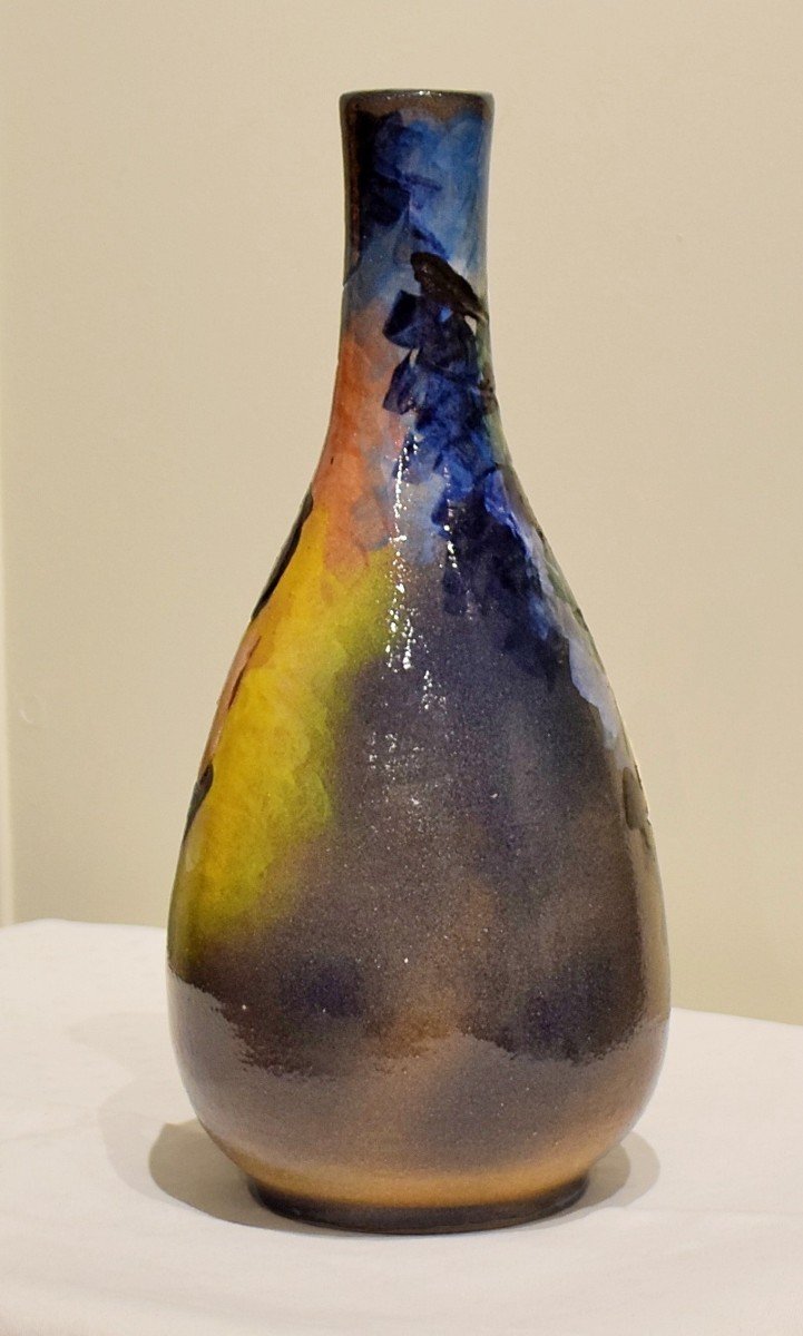 Vase au nu féminin en terre vernissée signé M. Alves-photo-1