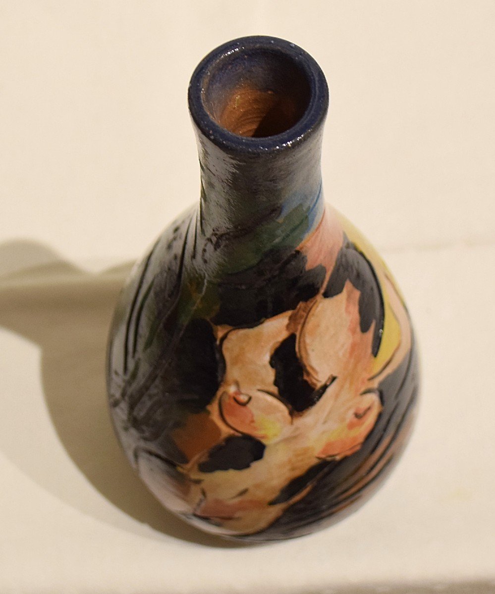 Vase With Female Nude In Glazed Earthenware Signed M. Alves-photo-6