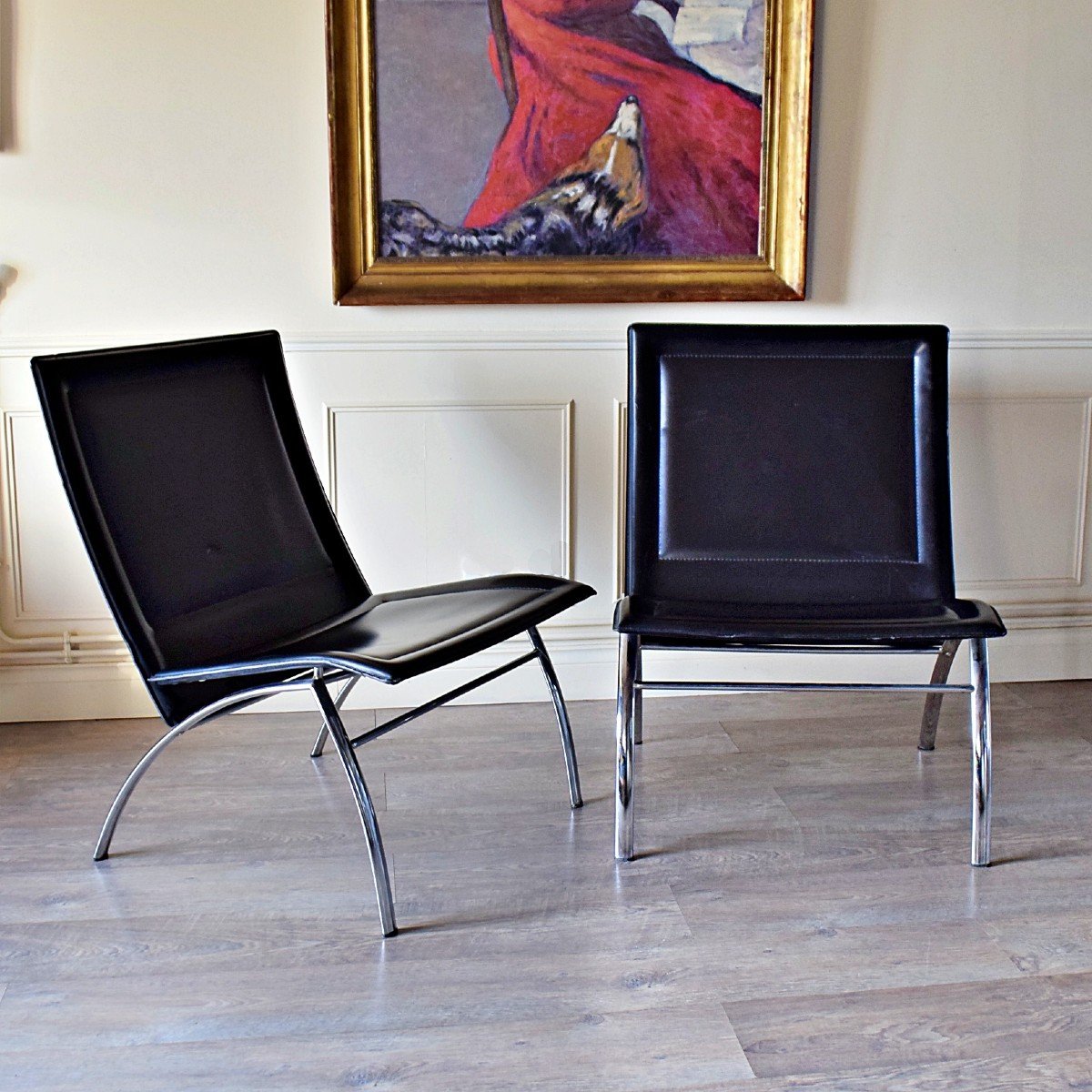 Pair Of Leather Armchairs Design Midj Italy