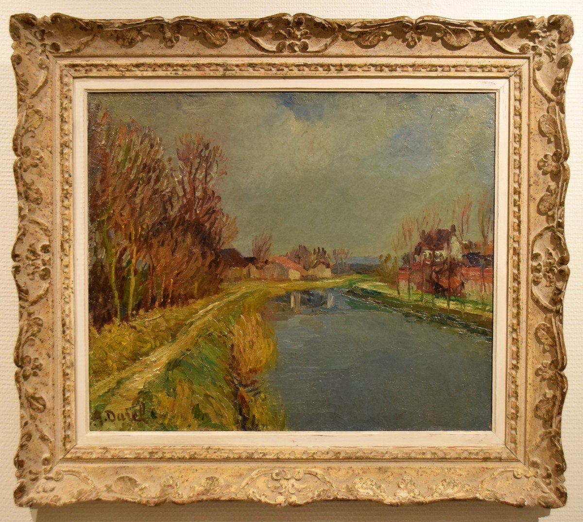 Auguste Durel Le canal du Loing Post-impressionniste-photo-3