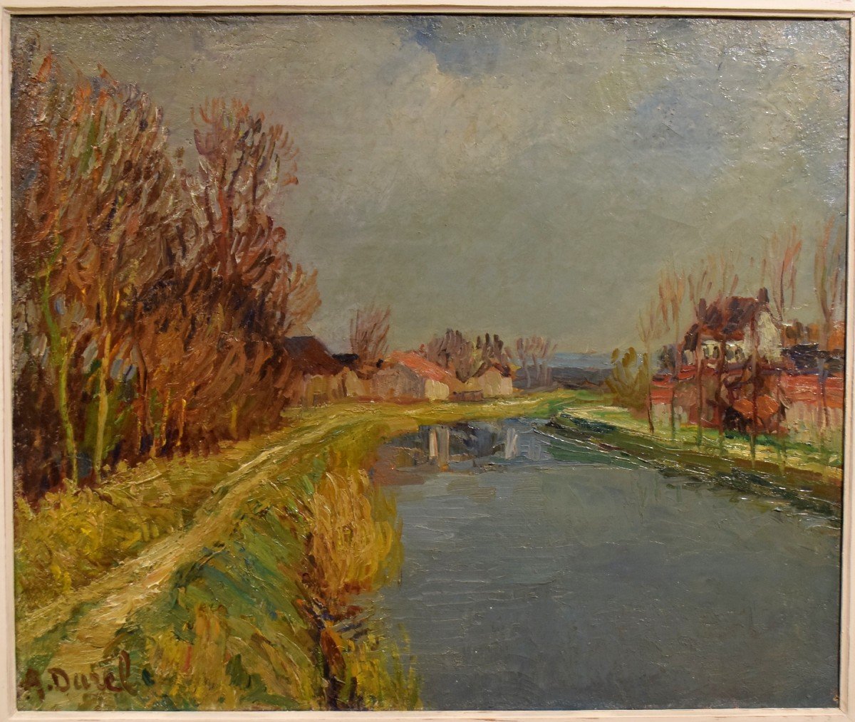 Auguste Durel Le canal du Loing Post-impressionniste-photo-4