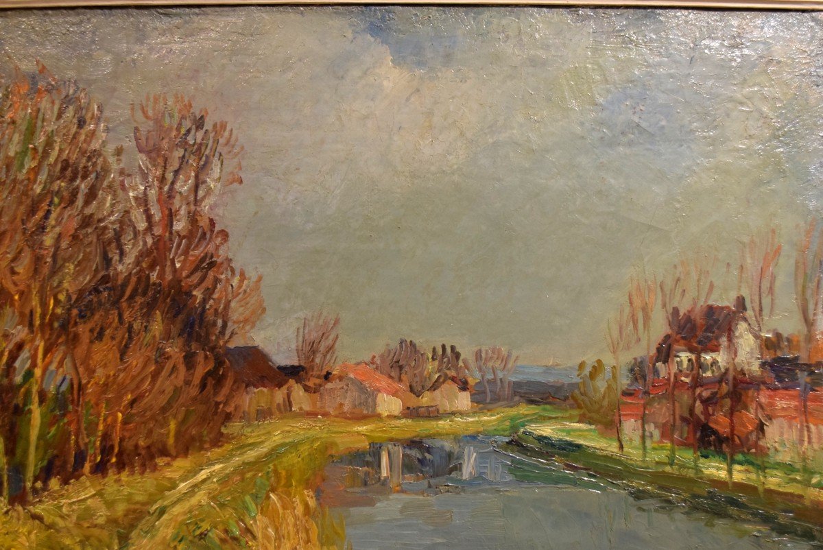 Auguste Durel Le canal du Loing Post-impressionniste-photo-5