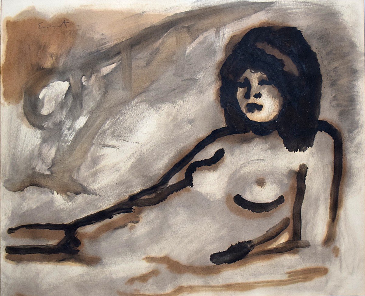 Ink Wash Reclining Female Nude -photo-2