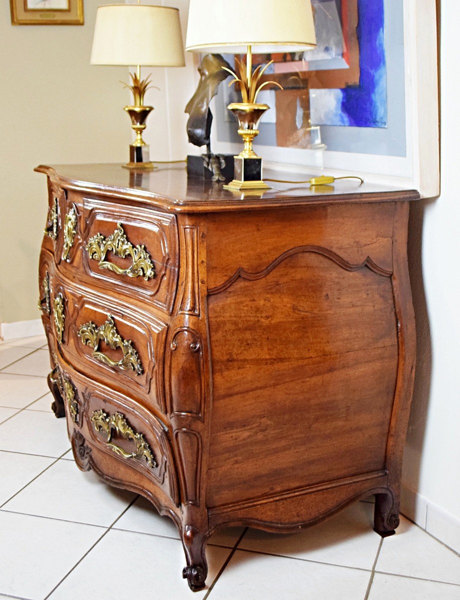 Commode tombeau en noyer d'époque Louis XV - XVIIIème-photo-1