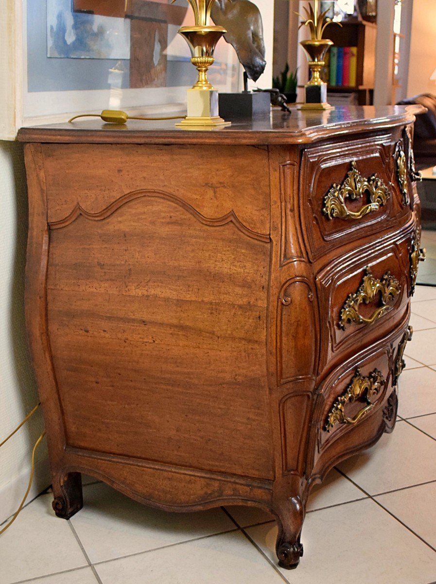 Commode tombeau en noyer d'époque Louis XV - XVIIIème-photo-2