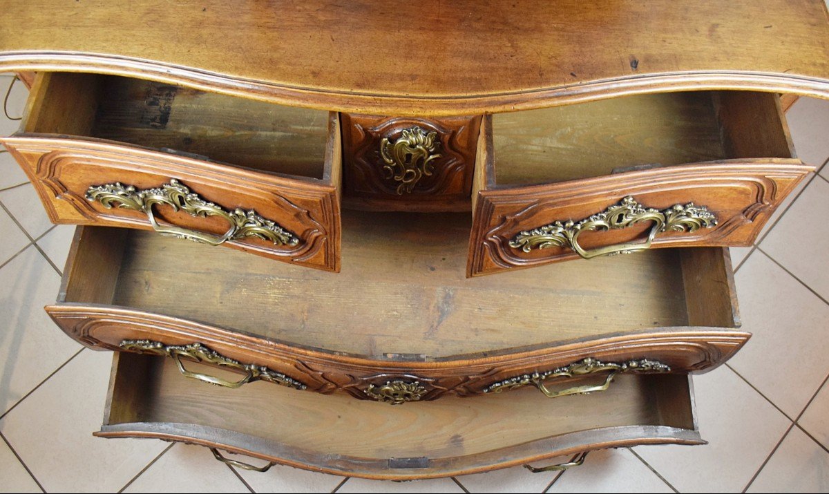 Commode tombeau en noyer d'époque Louis XV - XVIIIème-photo-6