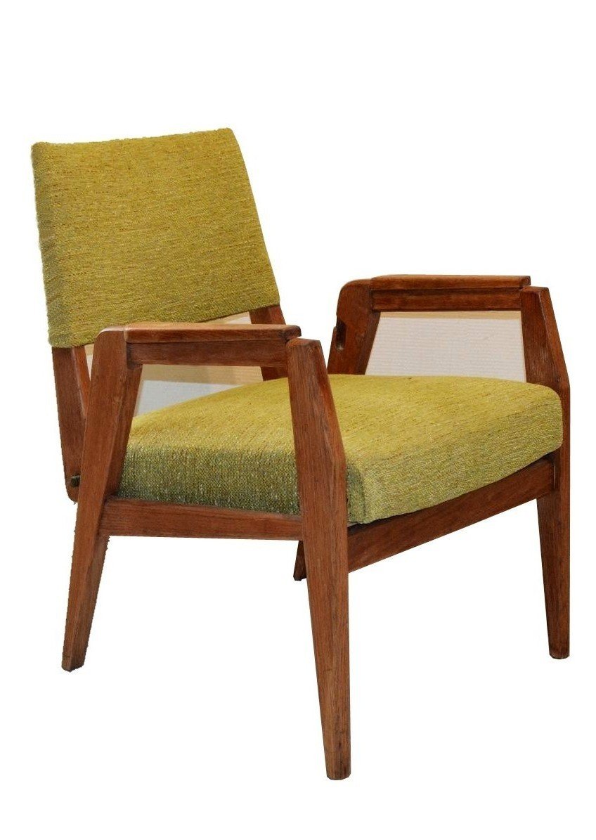 Pair Of Polysièges Frères David Retractable Armchairs (adjustable Height) 1950s-photo-3