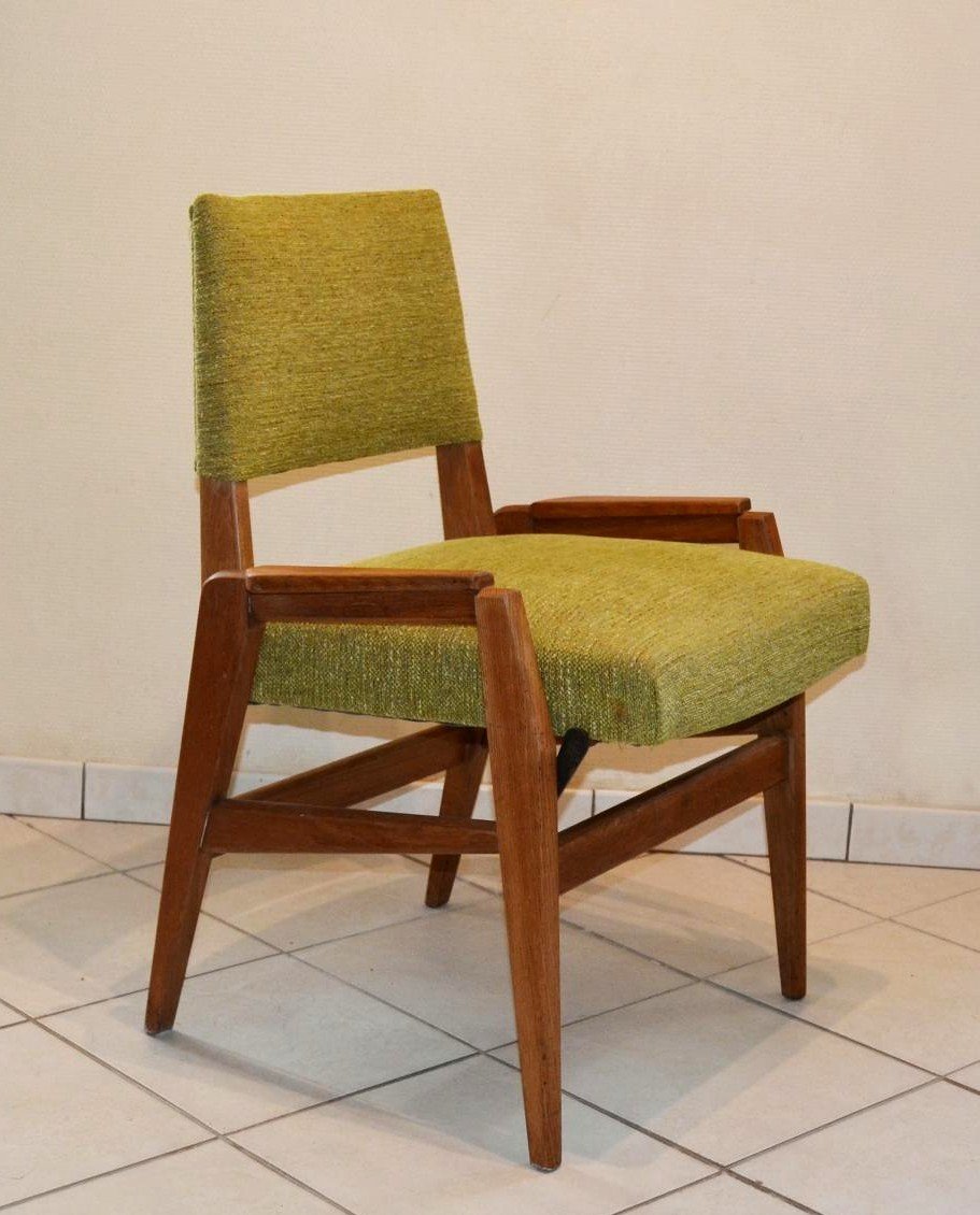 Pair Of Polysièges Frères David Retractable Armchairs (adjustable Height) 1950s-photo-4