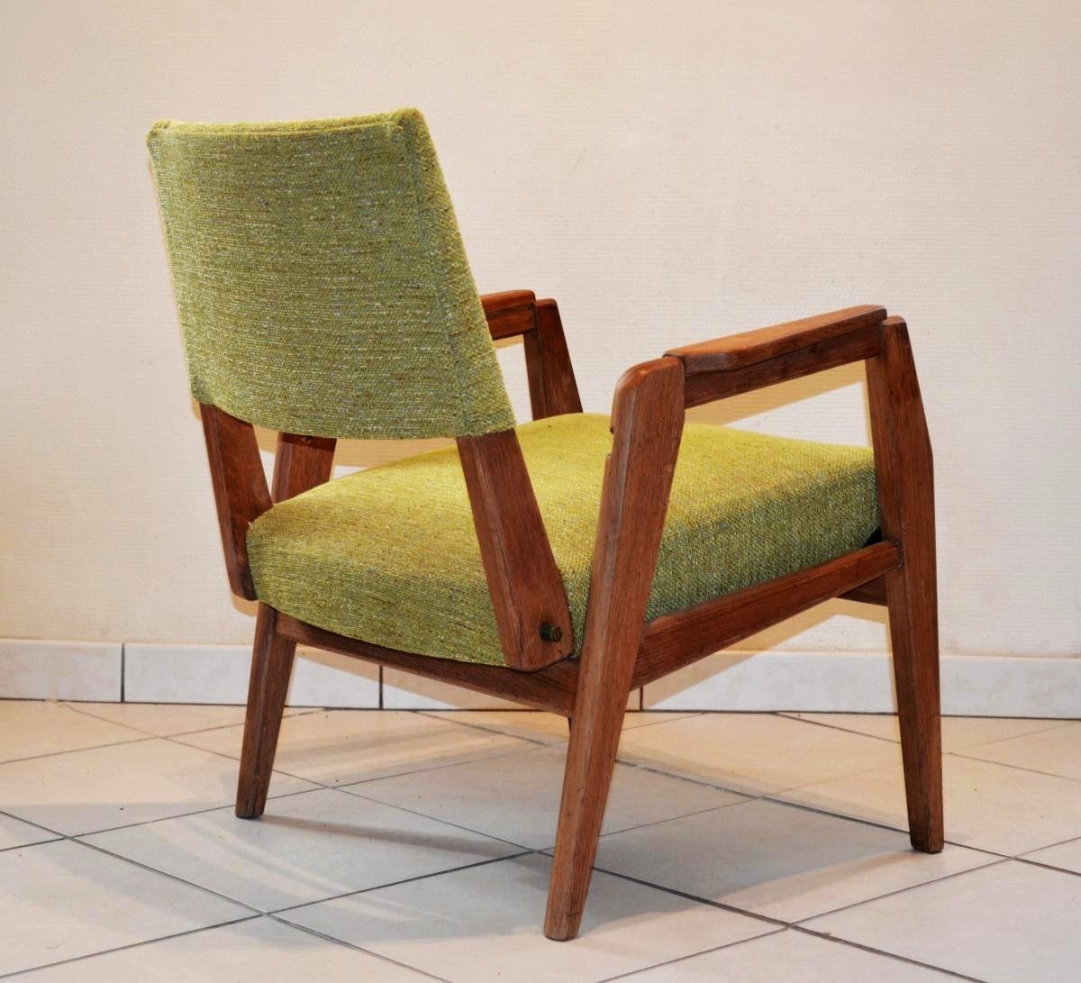 Pair Of Polysièges Frères David Retractable Armchairs (adjustable Height) 1950s-photo-1