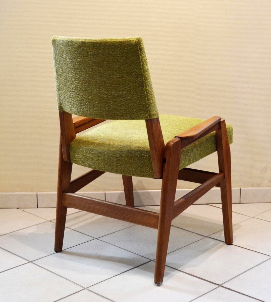 Pair Of Polysièges Frères David Retractable Armchairs (adjustable Height) 1950s-photo-2