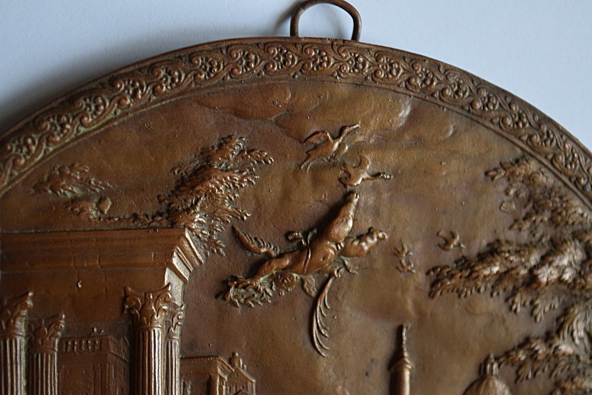 19th Century Copper Medallion “minerva Leading The Allegory Of Painting To The Liberal Arts”-photo-6