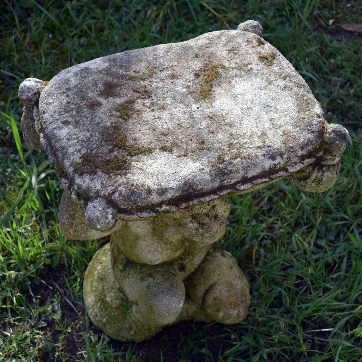 Sellette ou banc de jardin en pierre reconstituée -photo-1