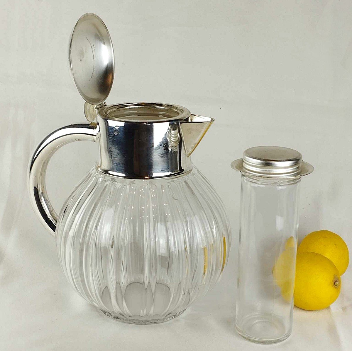 Hans Knäbel Esslingen Orangeade Cooler Carafe Silver Metal And Glass -photo-2