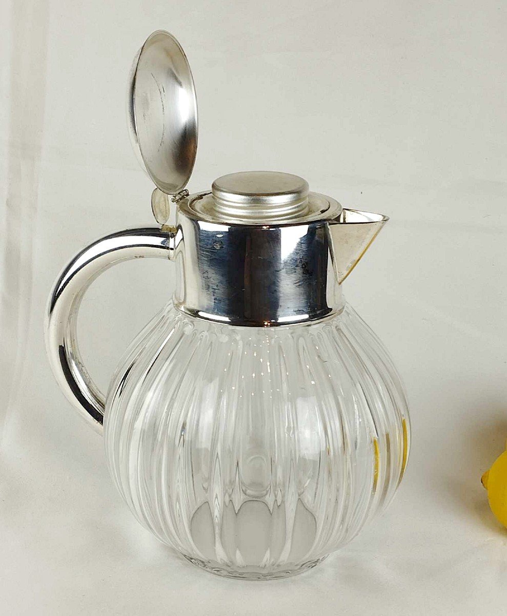 Hans Knäbel Esslingen Orangeade Cooler Carafe Silver Metal And Glass -photo-4