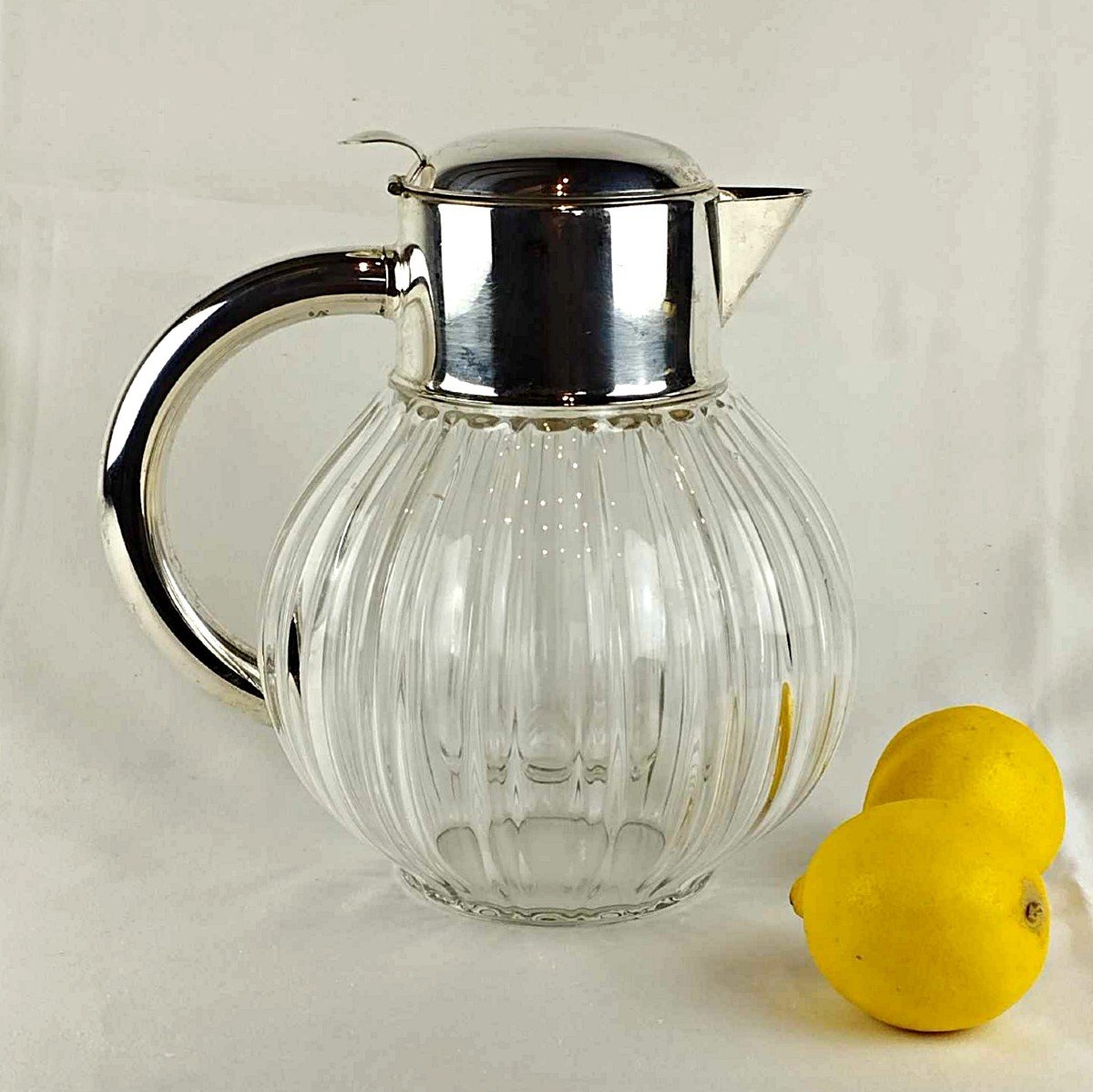 Hans Knäbel Esslingen Orangeade Cooler Carafe Silver Metal And Glass 