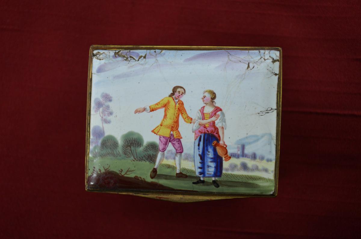 Enamel Pill Box Painted Eighteenth-photo-2