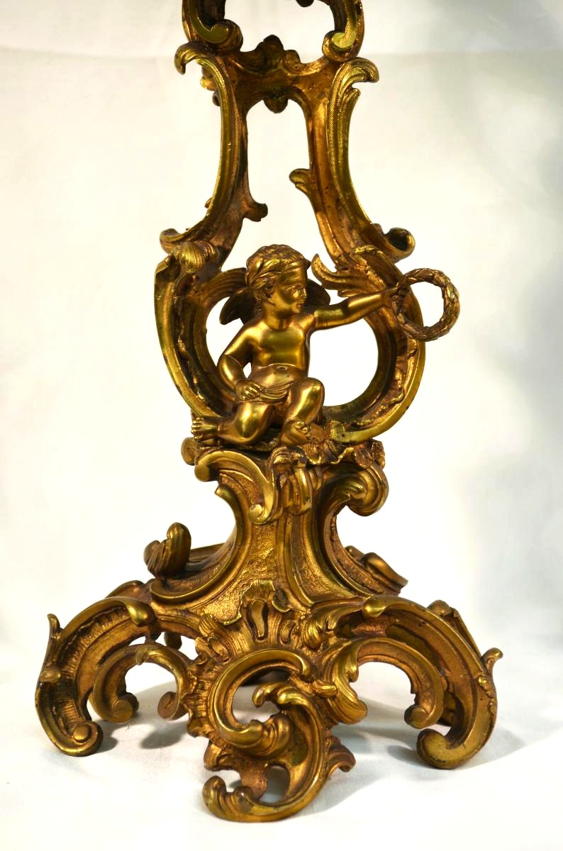 Grande paire de Cand&eacute;labres Bronze Style Louis XV Candelabres XIX&egrave;me-photo-3