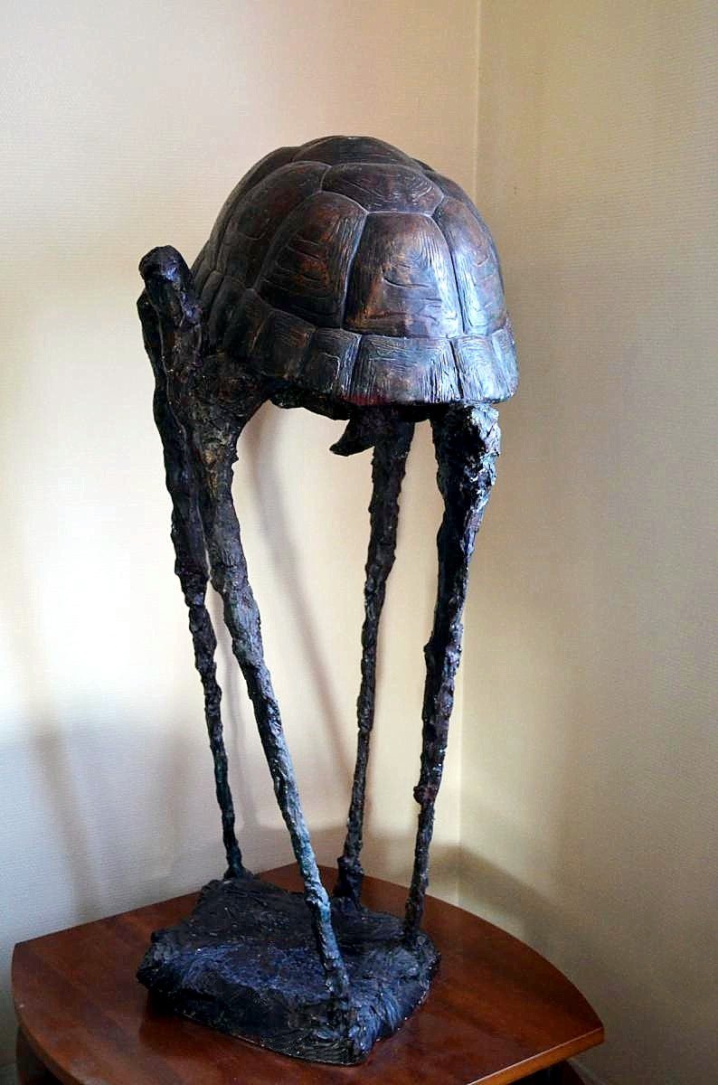 Large Tortoise Sculpture Signed Hans Marks 1994-photo-6