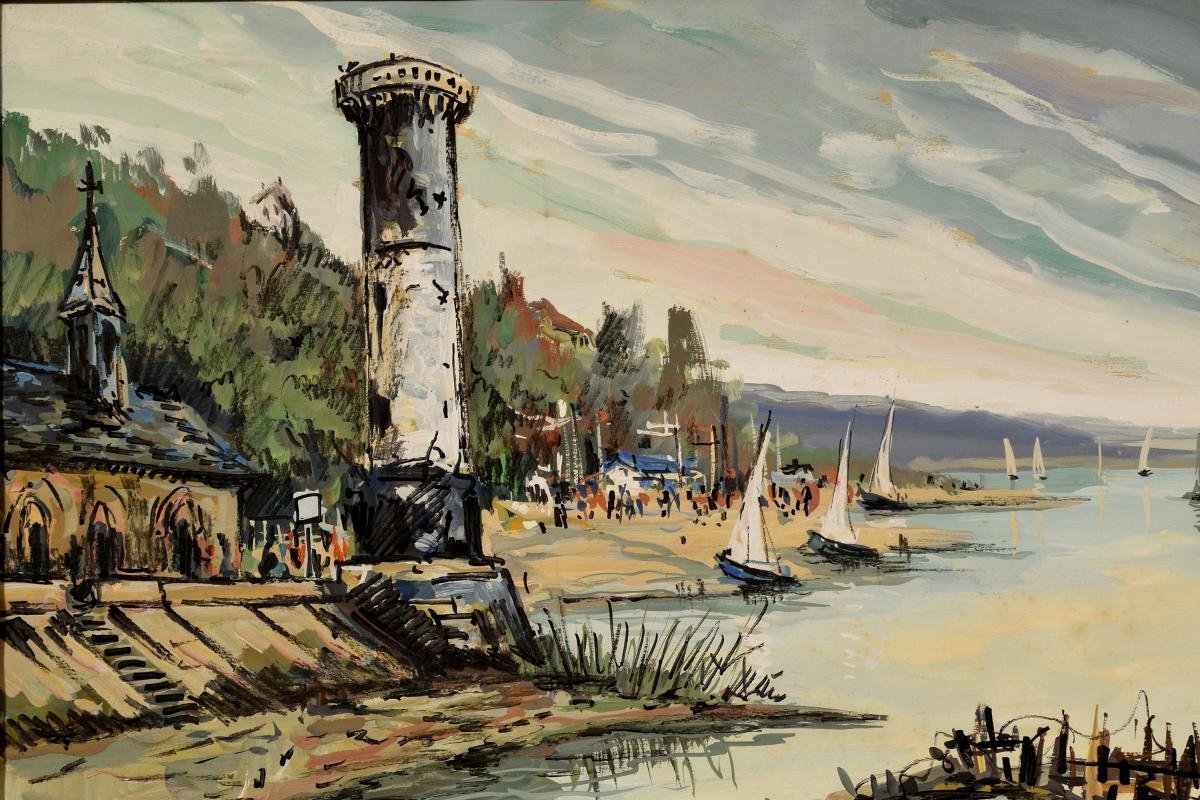 Honfleur Le vieux phare Lavoine LP Robert Aquarelle gouachée -photo-2