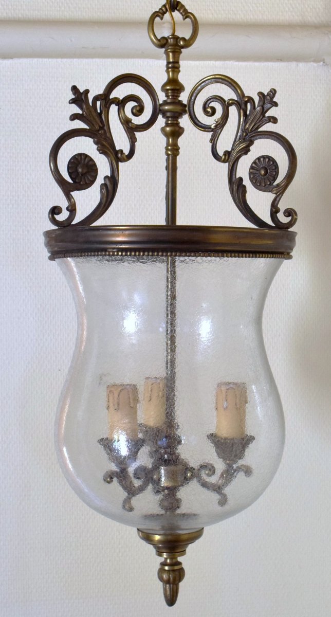 Vestibule Lantern In Brass And Glass-photo-1