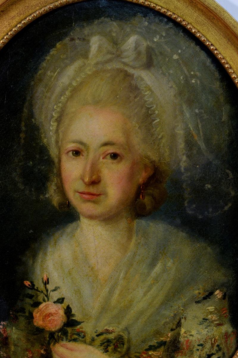 Portrait Jeune Femme à La Rose XVIIIème-photo-3