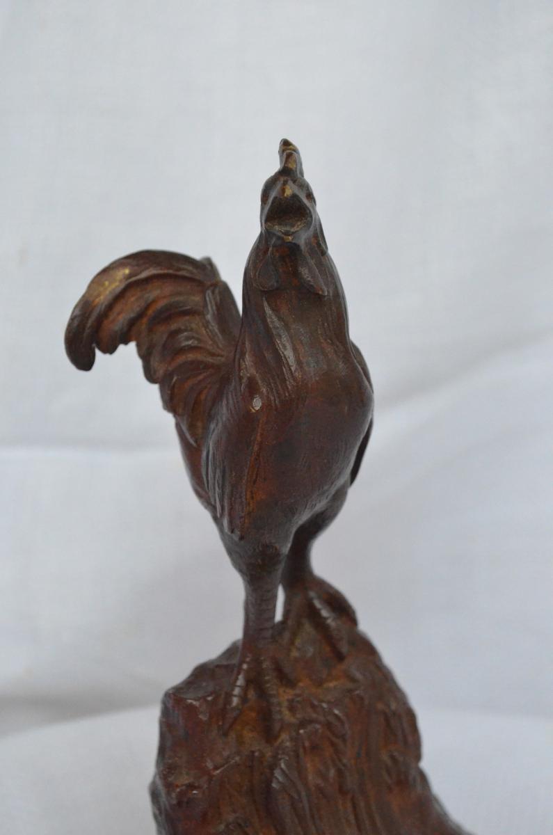 Sculpture Bronze Coq Signé J.boncour-photo-2