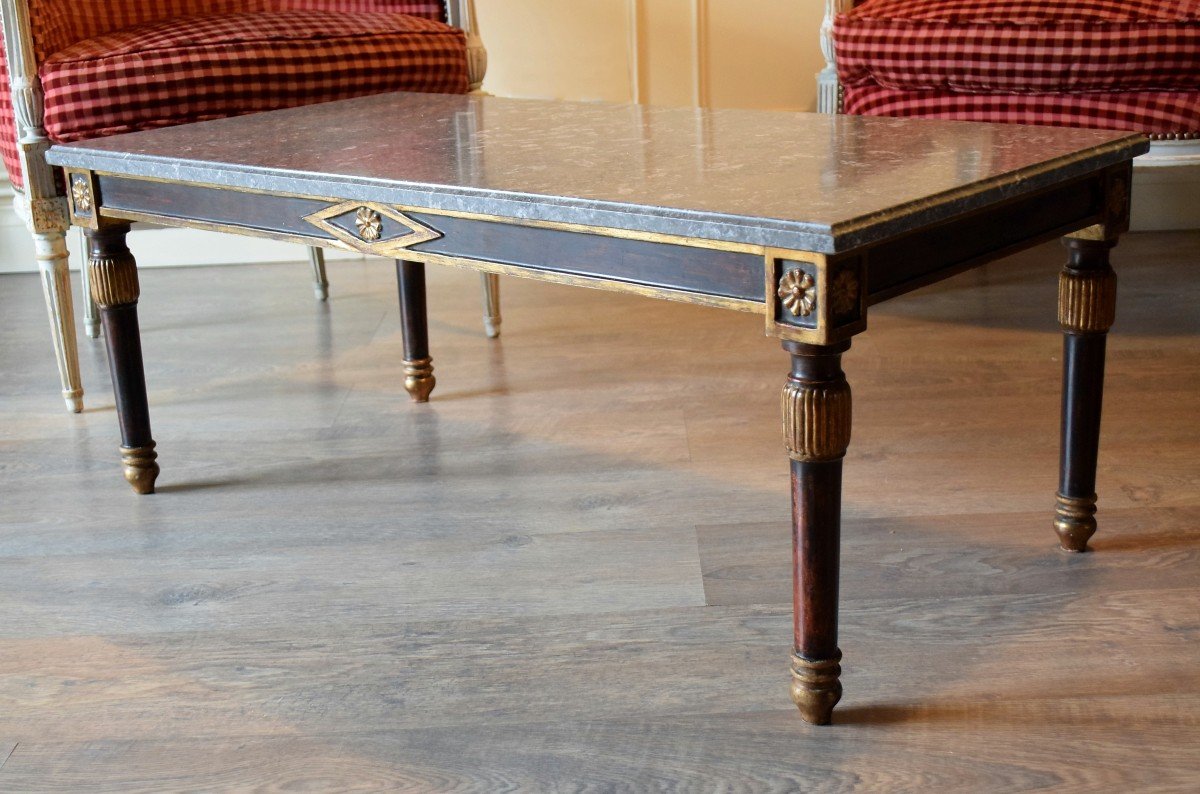 Coffee Table Circa 1950 Lacquered Wood And Marble-photo-3