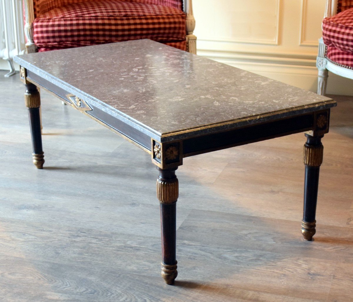 Coffee Table Circa 1950 Lacquered Wood And Marble-photo-4