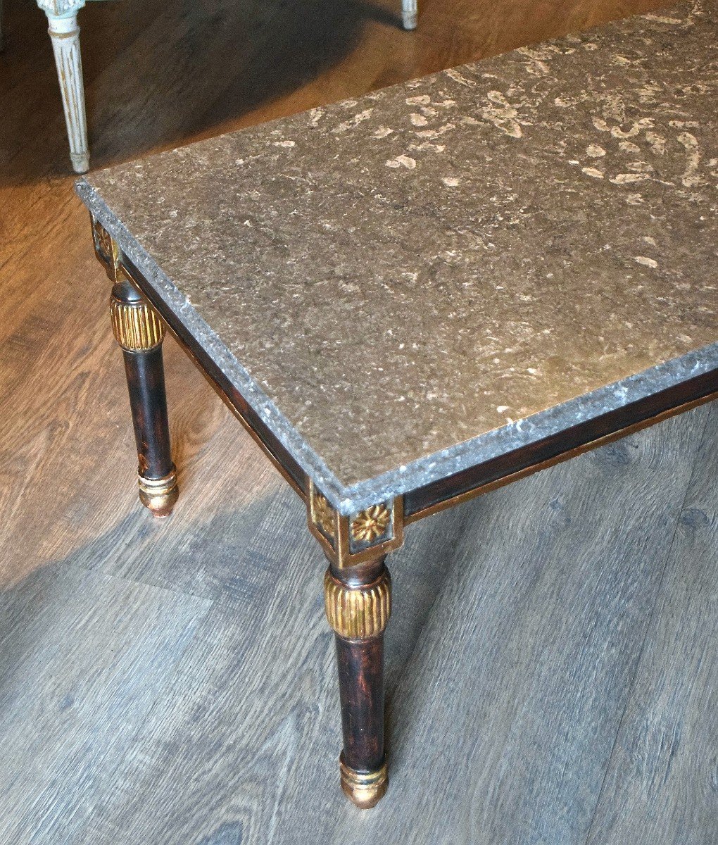 Coffee Table Circa 1950 Lacquered Wood And Marble-photo-2