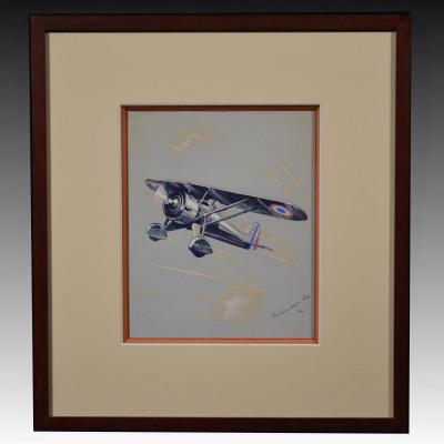 Watercolor And Gouache "morane Saulnier Ms 225" By Lucien Cave In 1934