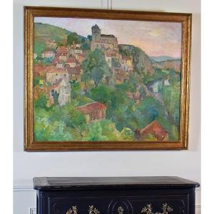 Grande peinture Saint-Cirq-Lapopie par Pierre Daura