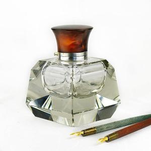 Art Deco Crystal And Bakelite Inkwell 