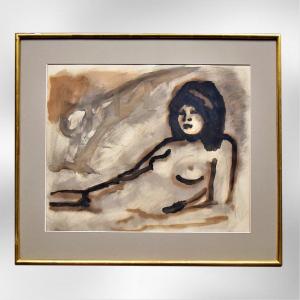 Ink Wash Reclining Female Nude 