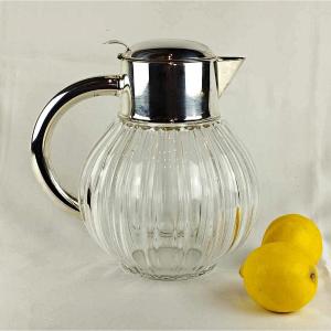 Hans Knäbel Esslingen Orangeade Cooler Carafe Silver Metal And Glass 