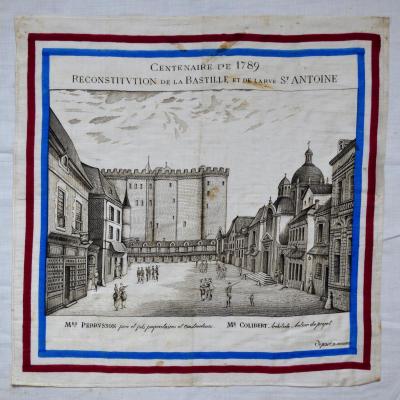 Mouchoir Centenaire De 1789 Reconstitution De La Bastille Et De La Rue Saint-antoine