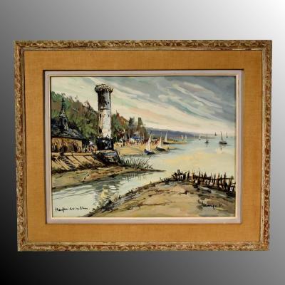 Honfleur The Old Lighthouse Lavoine Lp Robert Watercolor Gouache