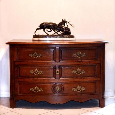 Commode d'époque Louis XIV en Noyer Ile de France