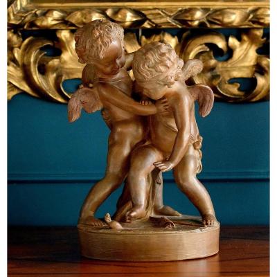 Terracotta After Falconet Two Loves Fighting Over A Heart