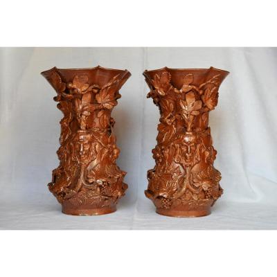 Pair Of Porcelain Vases From Beauvais