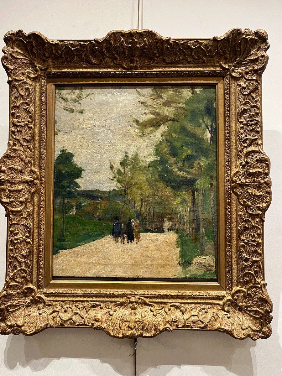 "Paysage Avec Promeneurs" signé 