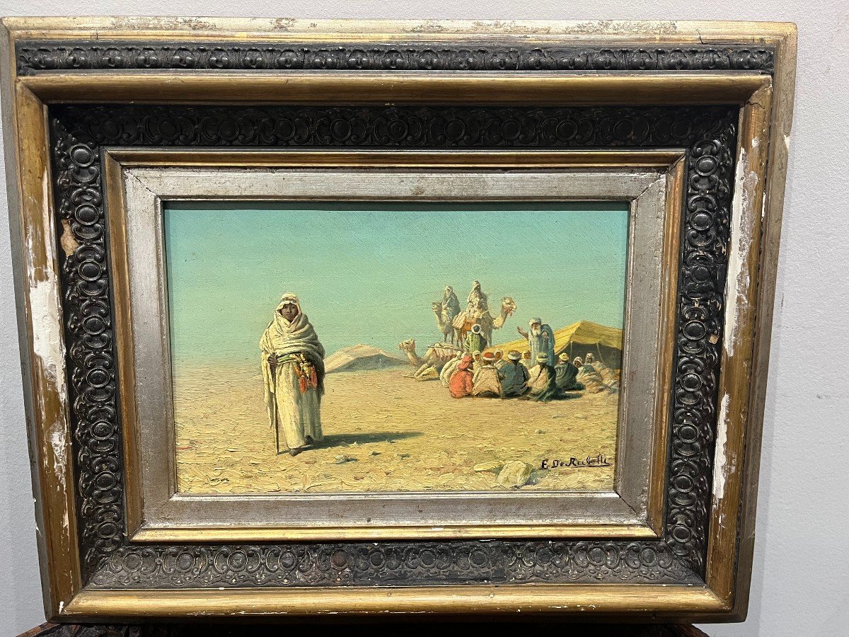 Orientalist Scene Camp In The Desert Signed