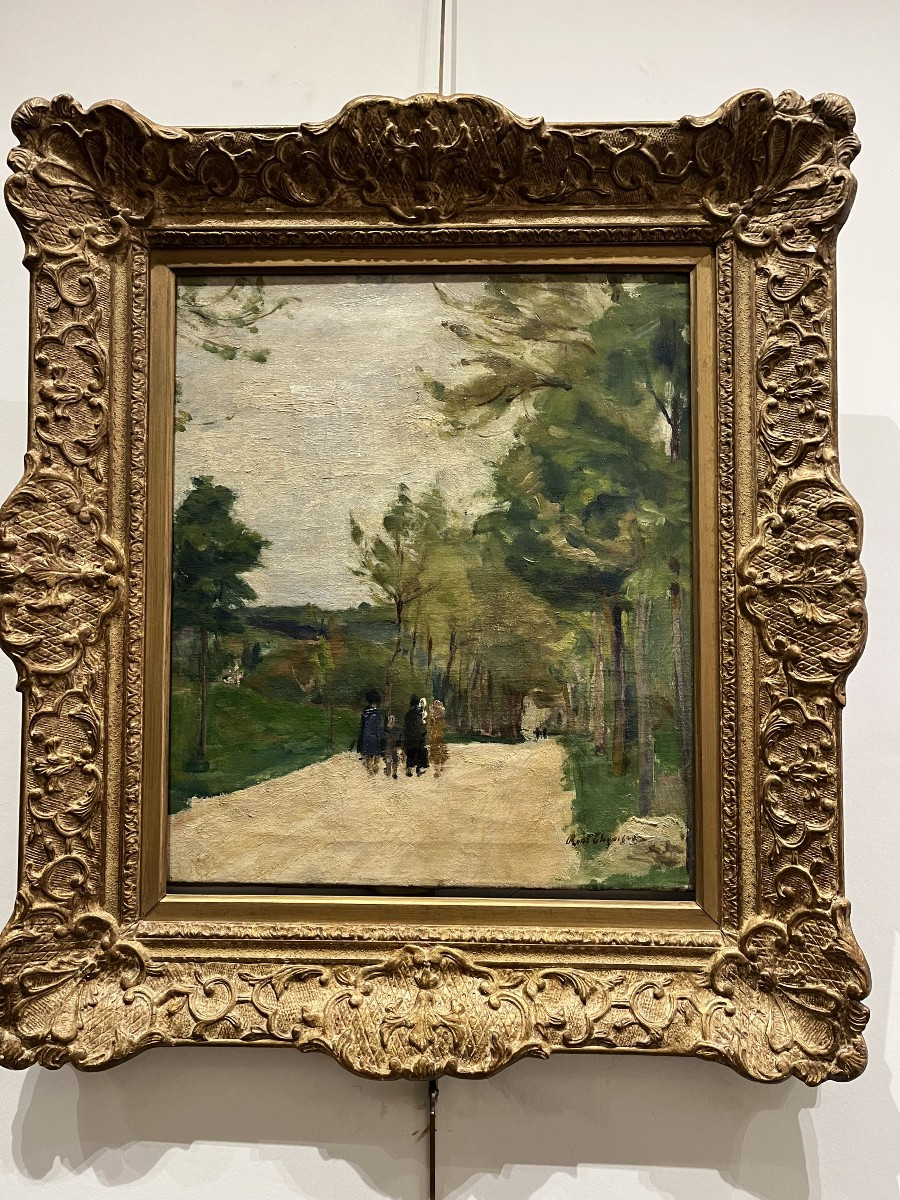 Tableau Paysage Chemin Avec Promeneurs 19e-photo-3